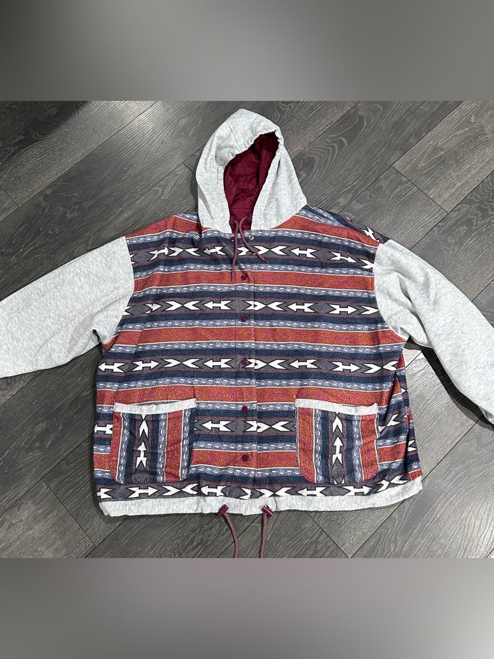 Vintage CBO New York Hooded Jacket Size 4X Reversible Boho Western